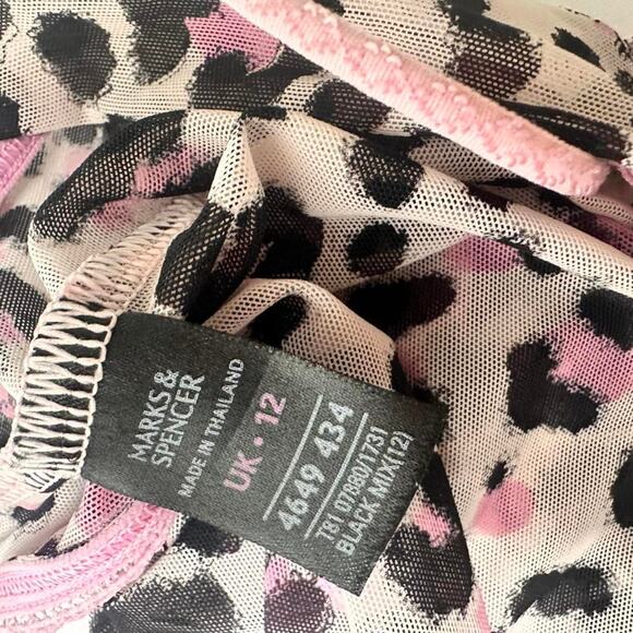 Marks & Spencer Pink Leopard Print Lace Trim Y2K Vintage Cami Top Bow Size M - Picture 5 of 5